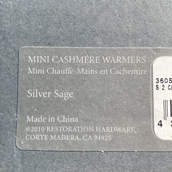 RH RESTORATION HARDWARE Cashmere Hand Warmers Mini Mitten silver sage blue NIB - Picture 7 of 9